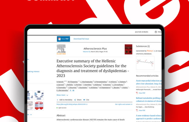 Atherosclerosis Plus  – Δημοσίευση της περίληψης των Ελληνικών Κατευθυντήριων Οδηγιών για τη Διάγνωση και Αντιμετώπιση των Δυσλιπιδαιμιών 2023